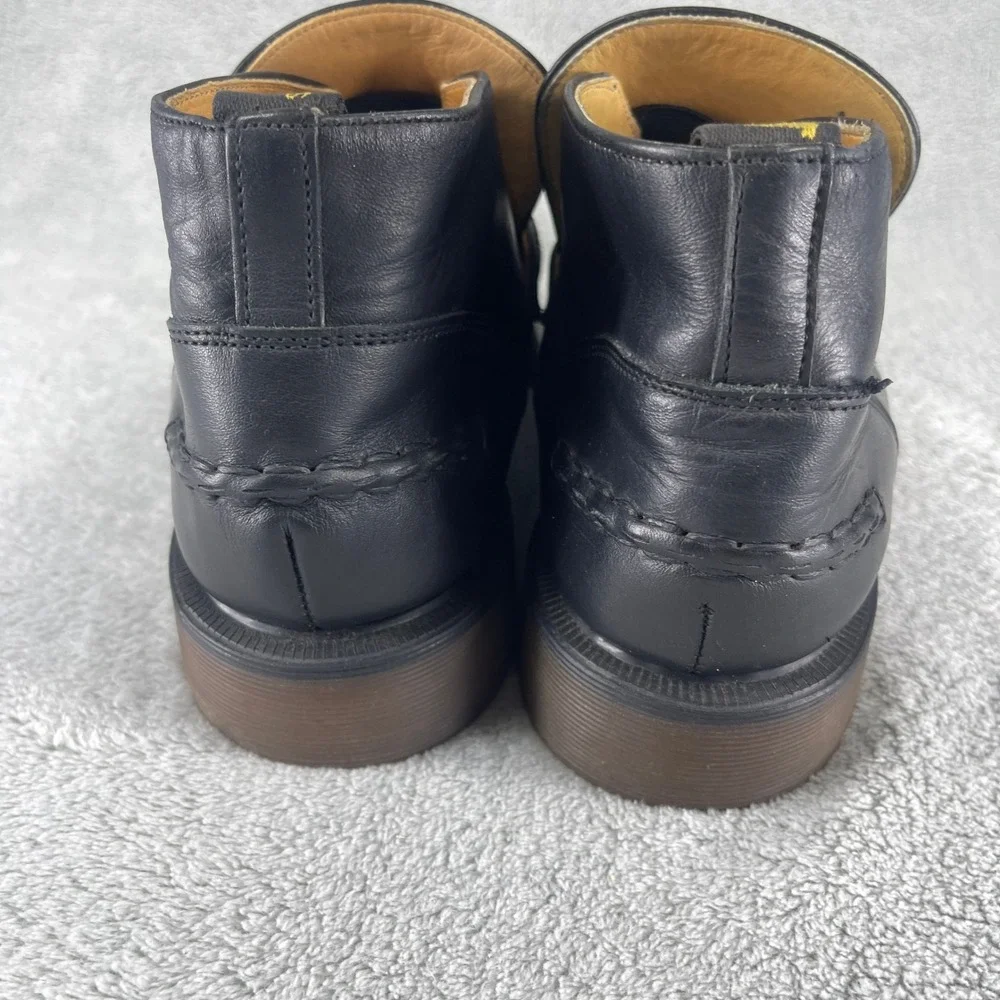 Dr. Martens Boots Mens 8 Black Leather Loafer Moc Toe AirWair Bouncing Soles